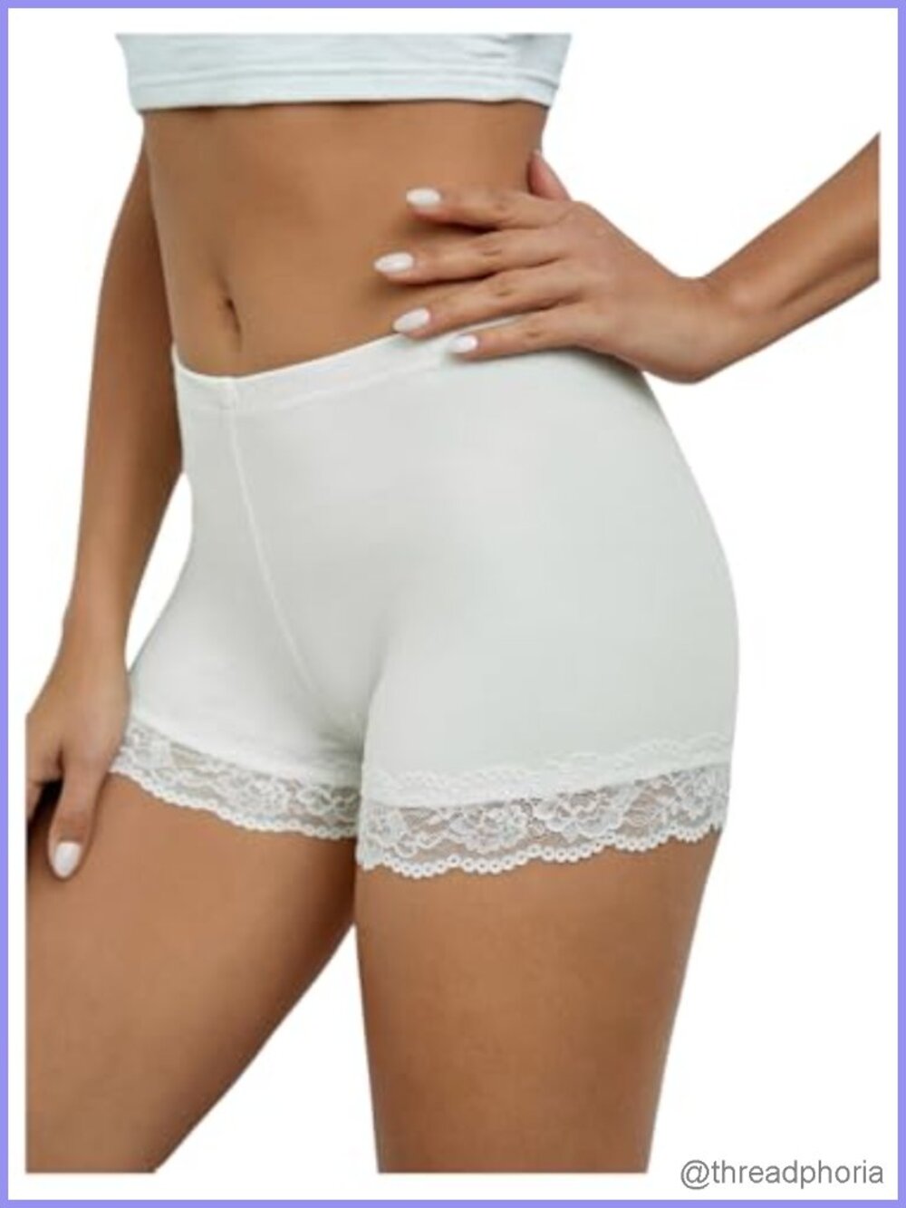 Women's Lace Trim High-Stretch Biker Shorts Anti Chafing Seamless
